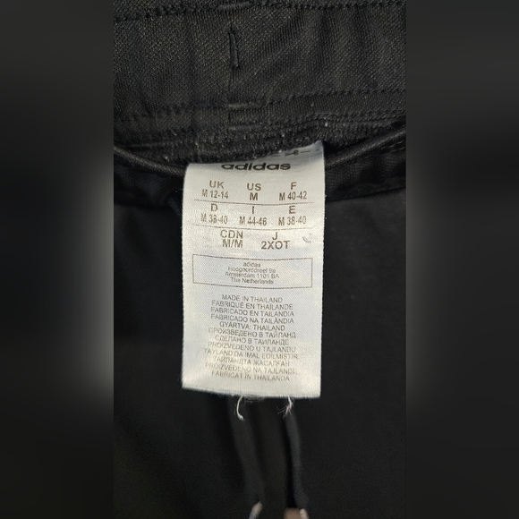 Adidas Black Track Pants with White Stripes Zipper Leg Opening Climalite Size M - Picture 3 of 6